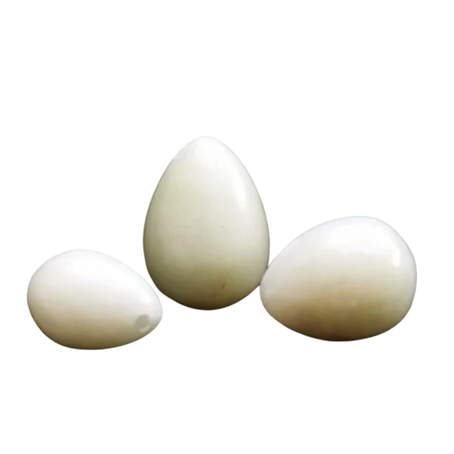 Set of White Nephrite Jade Yoni Eggs