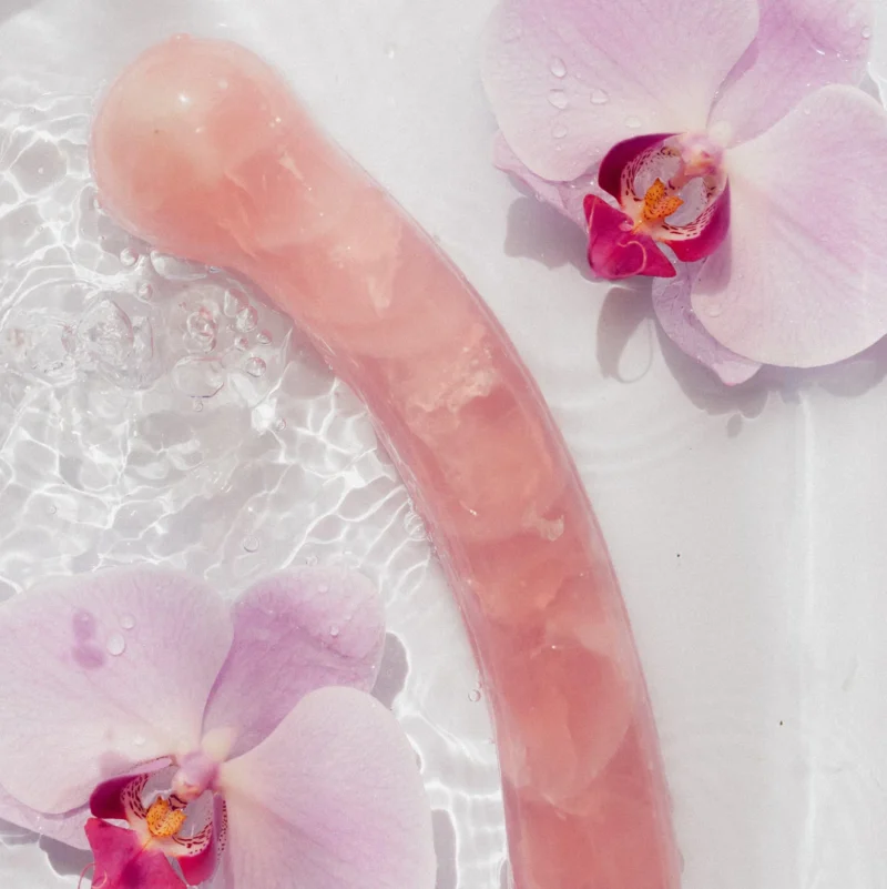 Rose Quartz Curve Crystal Dildo